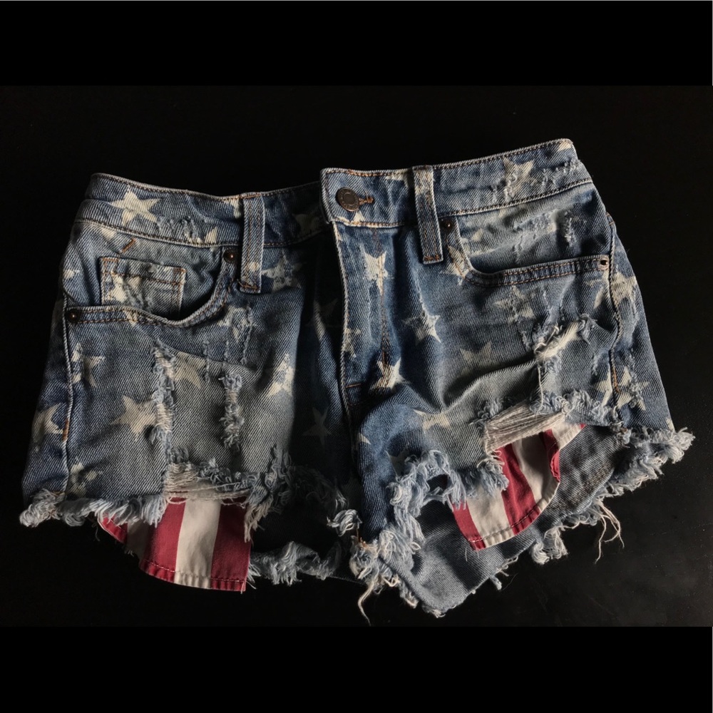USA flag denim shorts